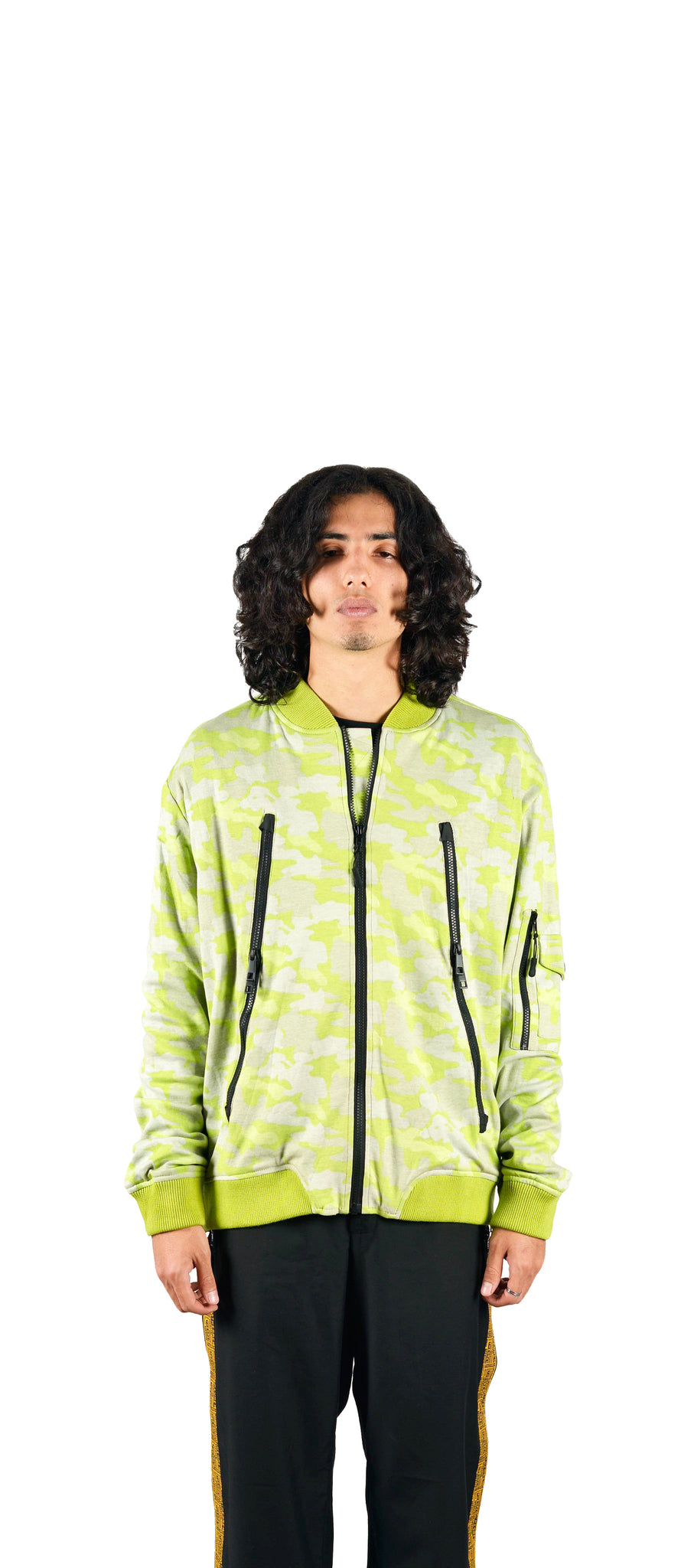 Camo Zip Detailed Packable Bomber Jacket